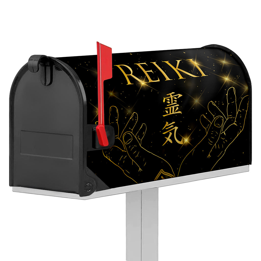 Golden Reiki Print Mailbox Cover