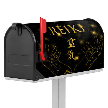 Golden Reiki Print Mailbox Cover