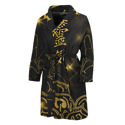 Golden Reiki Print Men's Bathrobe