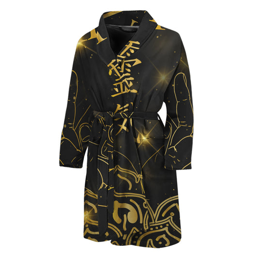 Golden Reiki Print Men's Bathrobe