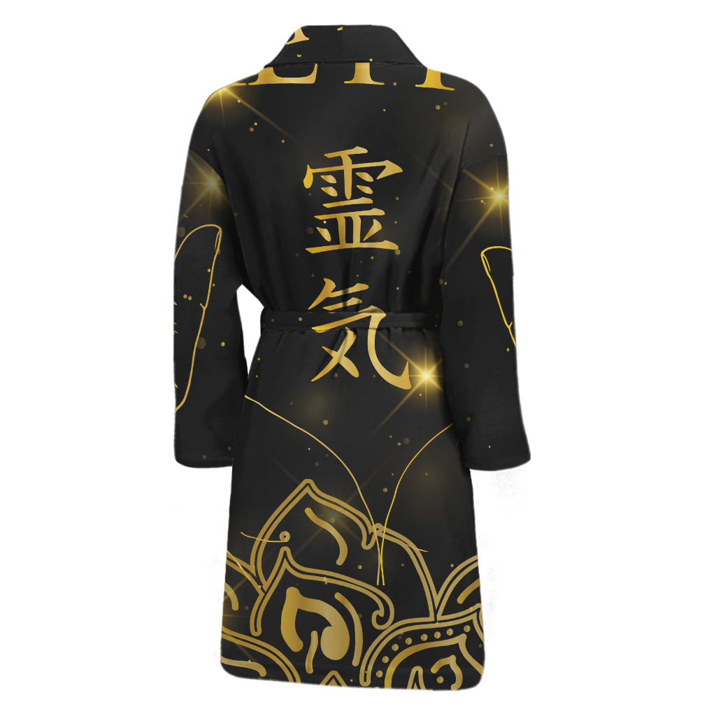 Golden Reiki Print Men's Bathrobe