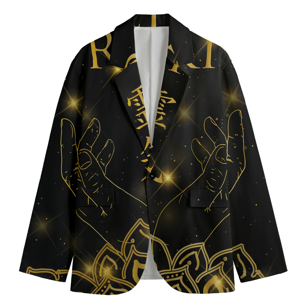 Golden Reiki Print Men's Cotton Blazer