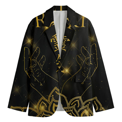 Golden Reiki Print Men's Cotton Blazer