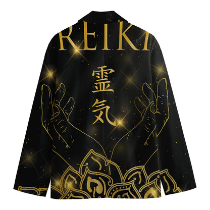 Golden Reiki Print Men's Cotton Blazer