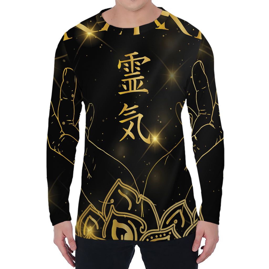 Golden Reiki Print Men's Long Sleeve T-Shirt