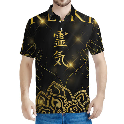 Golden Reiki Print Men's Polo Shirt