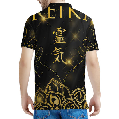 Golden Reiki Print Men's Polo Shirt