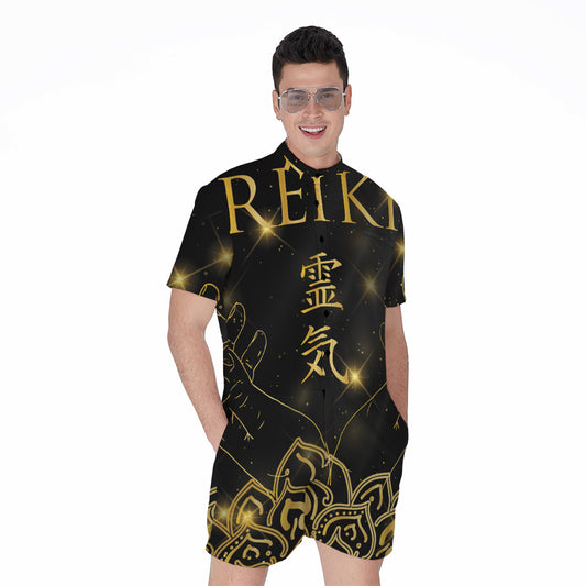 Golden Reiki Print Men's Rompers