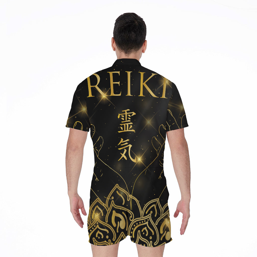 Golden Reiki Print Men's Rompers