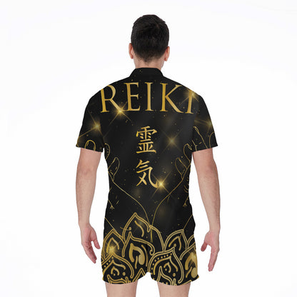 Golden Reiki Print Men's Rompers