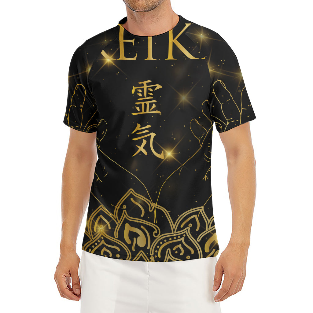 Golden Reiki Print Men's Short Sleeve Rash Guard