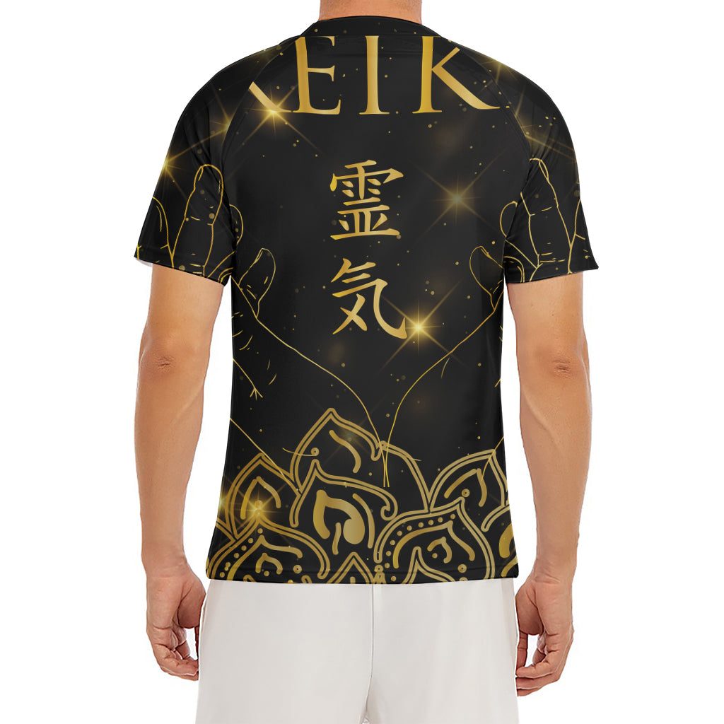 Golden Reiki Print Men's Short Sleeve Rash Guard