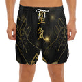 Golden Reiki Print Men's Split Running Shorts