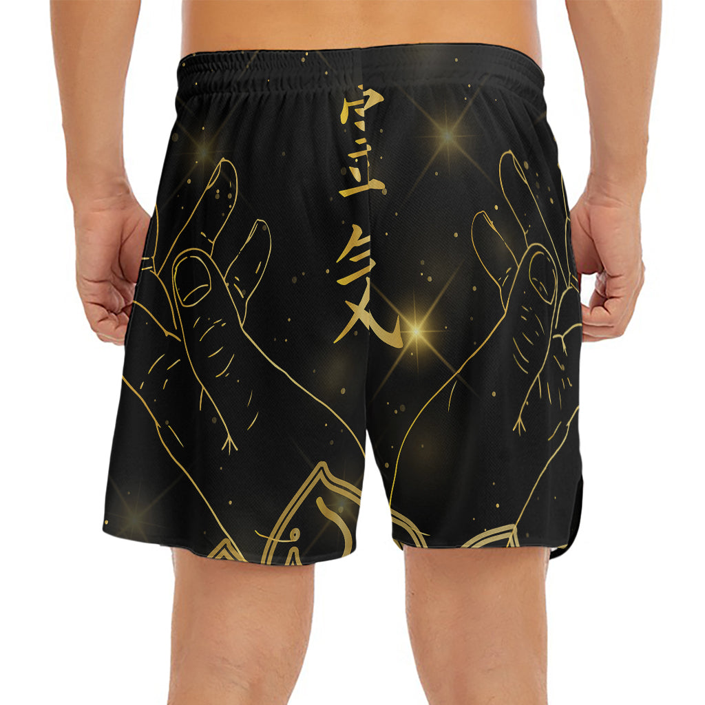Golden Reiki Print Men's Split Running Shorts