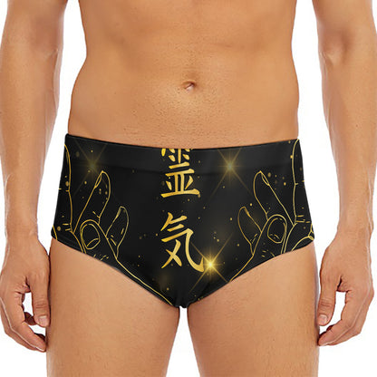 Golden Reiki Print Men's Triangle Swim Briefs