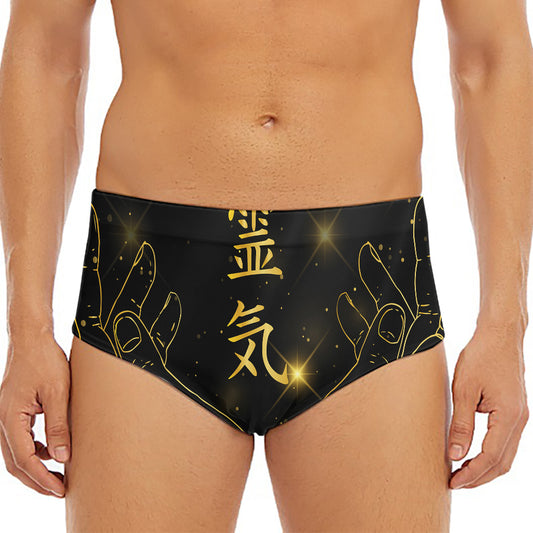 Golden Reiki Print Men's Triangle Swim Briefs