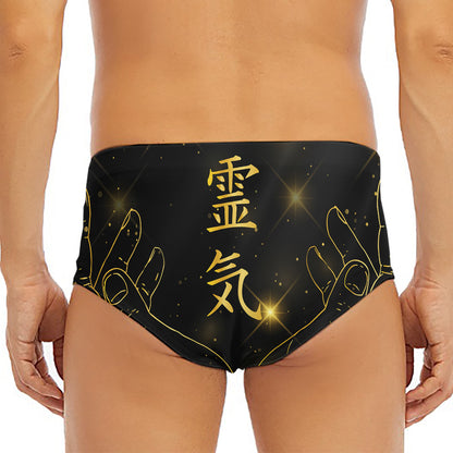 Golden Reiki Print Men's Triangle Swim Briefs