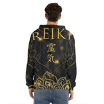 Golden Reiki Print Men's Velvet Pullover Hoodie