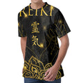 Golden Reiki Print Men's Velvet T-Shirt
