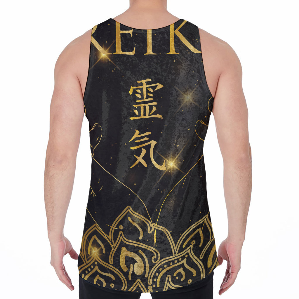 Golden Reiki Print Men's Velvet Tank Top