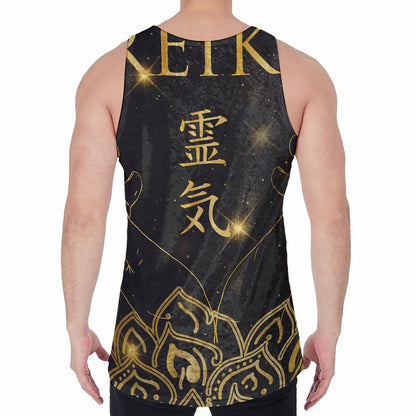 Golden Reiki Print Men's Velvet Tank Top