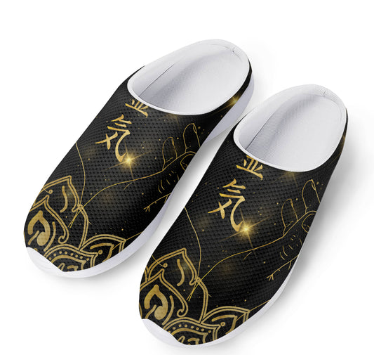 Golden Reiki Print Mesh Casual Shoes