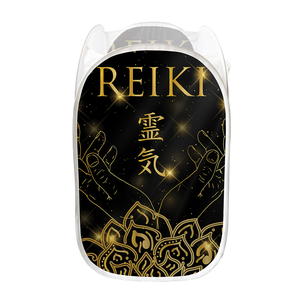 Golden Reiki Print Mesh Laundry Hamper