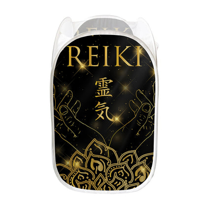 Golden Reiki Print Mesh Laundry Hamper