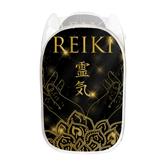 Golden Reiki Print Mesh Laundry Hamper