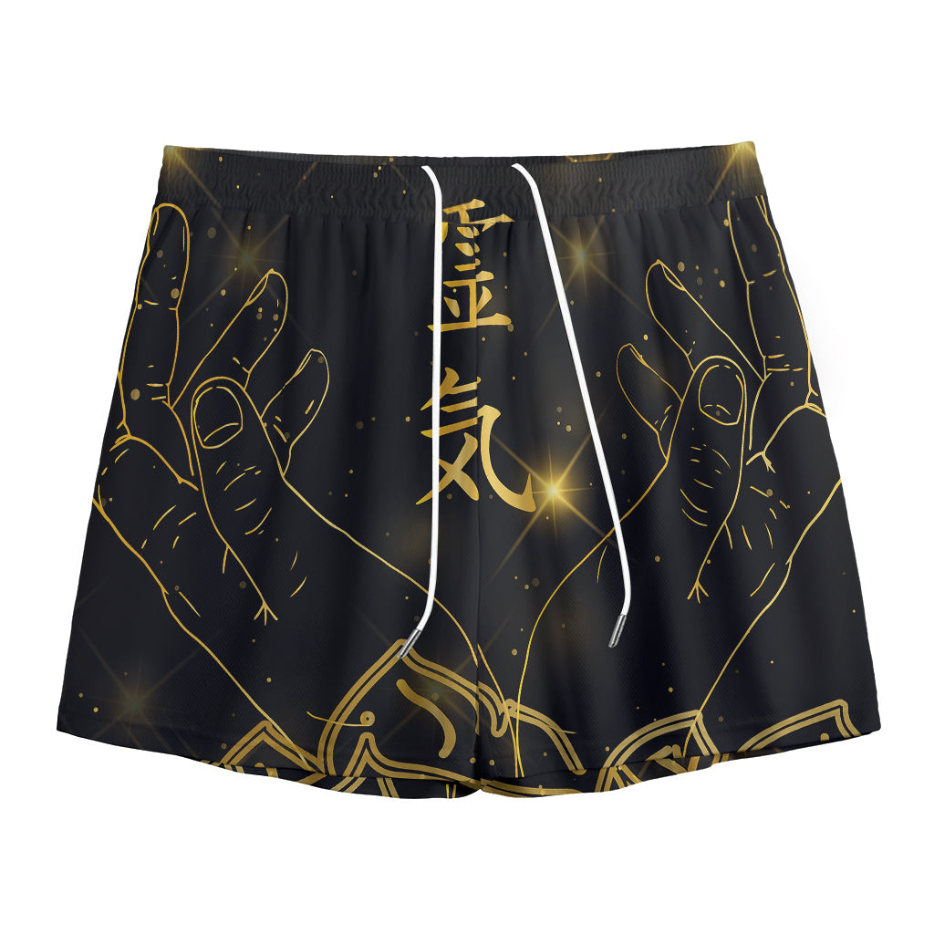 Golden Reiki Print Mesh Shorts