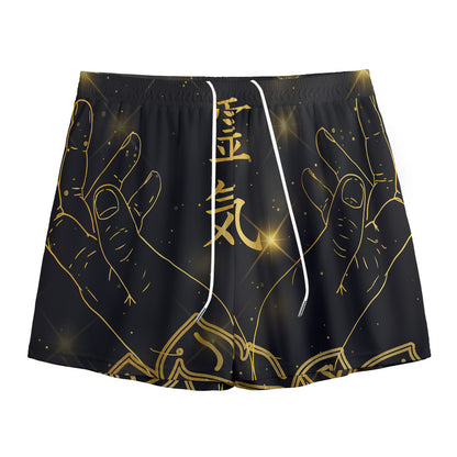 Golden Reiki Print Mesh Shorts