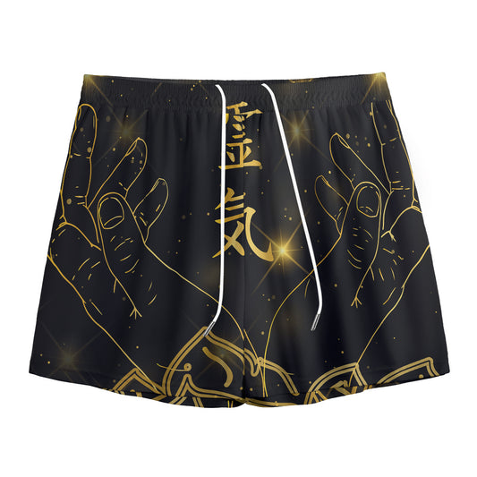Golden Reiki Print Mesh Shorts