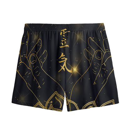 Golden Reiki Print Mesh Shorts