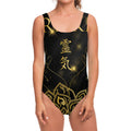 Golden Reiki Print One Piece Swimsuit