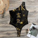 Golden Reiki Print One Shoulder Bodysuit