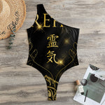 Golden Reiki Print One Shoulder Bodysuit