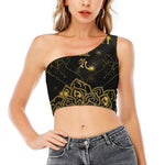 Golden Reiki Print One Shoulder Crop Top