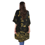 Golden Reiki Print Open Front Beach Cover Up
