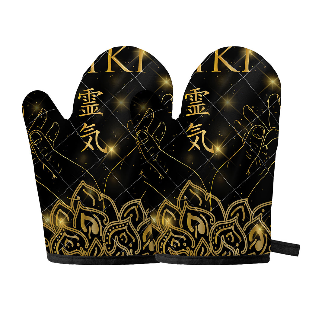 Golden Reiki Print Oven Mitts