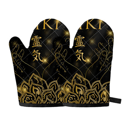 Golden Reiki Print Oven Mitts