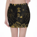Golden Reiki Print Pencil Mini Skirt