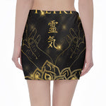 Golden Reiki Print Pencil Mini Skirt