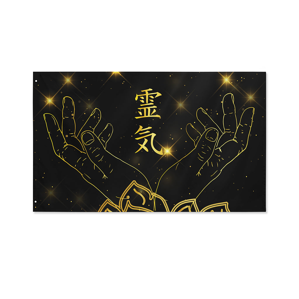 Golden Reiki Print Polyester Flag