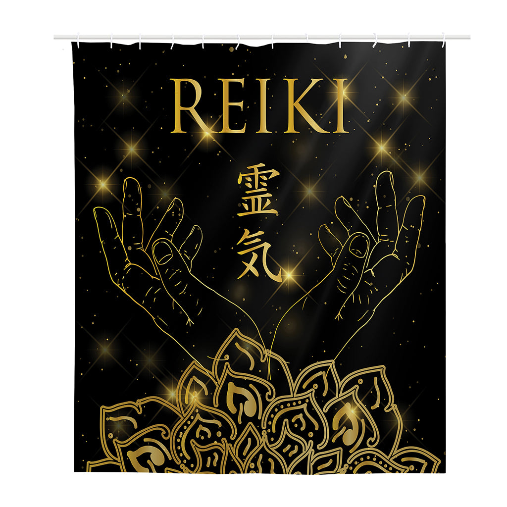 Golden Reiki Print Polyester Shower Curtain