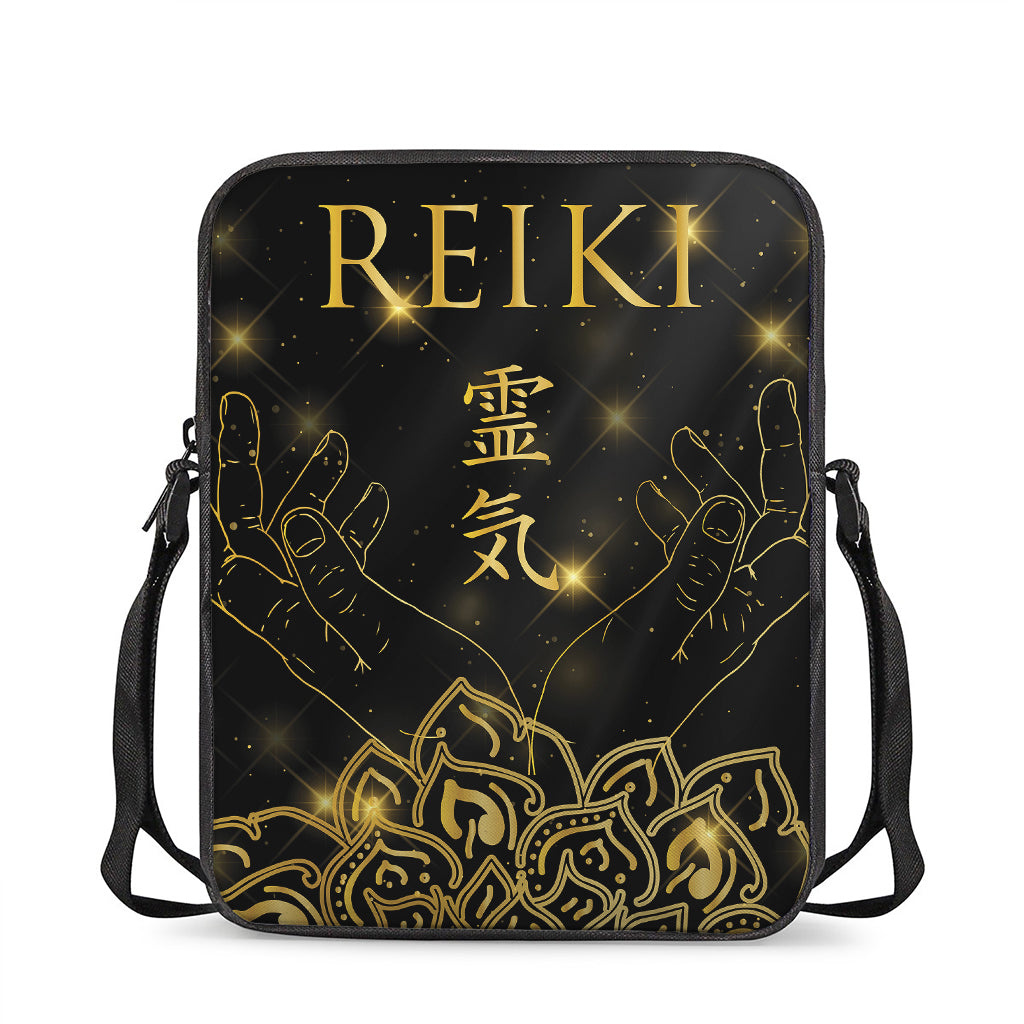 Golden Reiki Print Rectangular Crossbody Bag