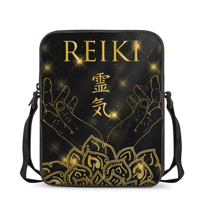 Golden Reiki Print Rectangular Crossbody Bag