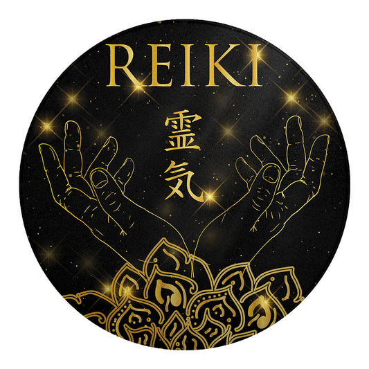 Golden Reiki Print Round Blanket