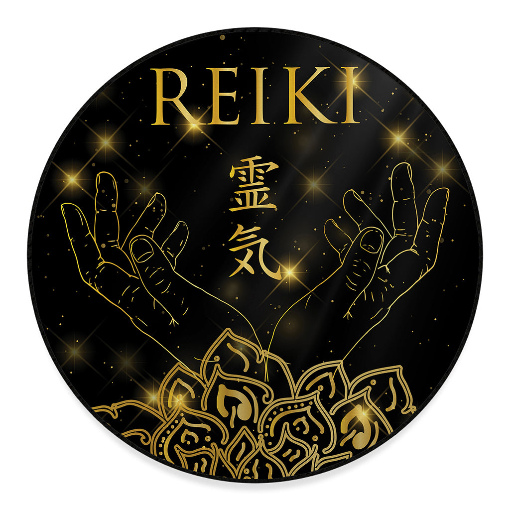 Golden Reiki Print Round Floor Mat