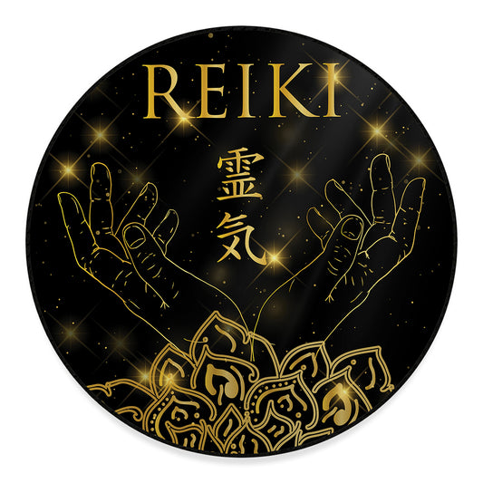 Golden Reiki Print Round Floor Mat