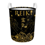 Golden Reiki Print Round Laundry Basket